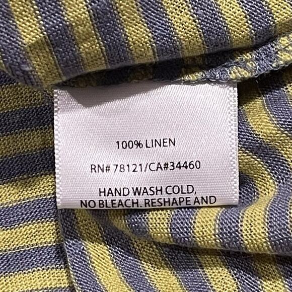 Eileen Fisher Dress Linen Minimalist Beachy Casual Boho Yellow Maxi Stripe MP - Picture 3 of 6